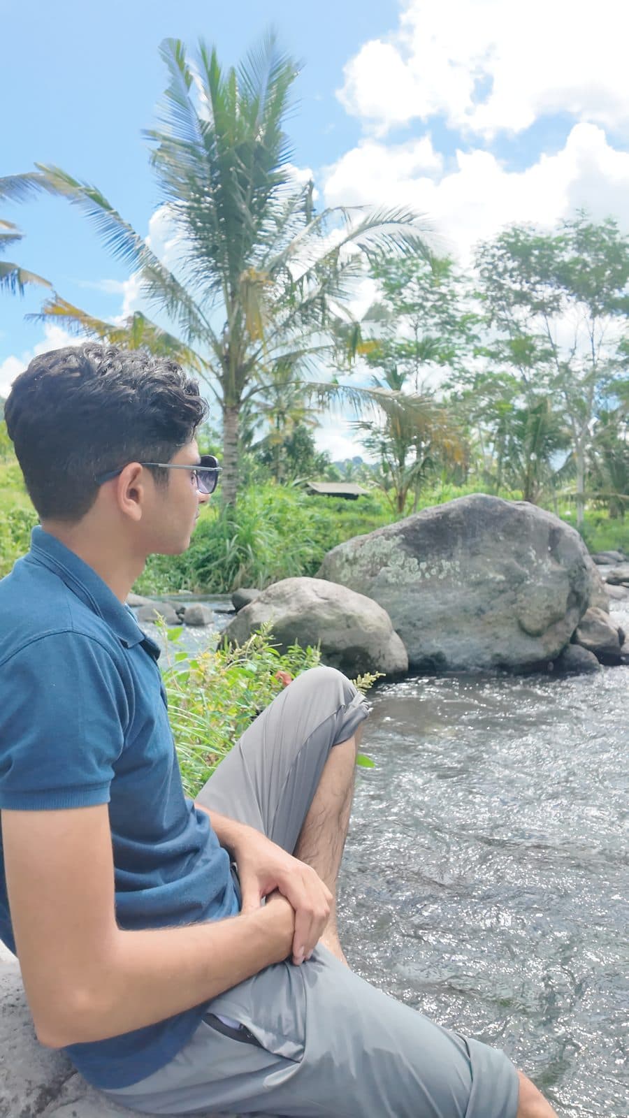 Contemplative river-side profile portrait